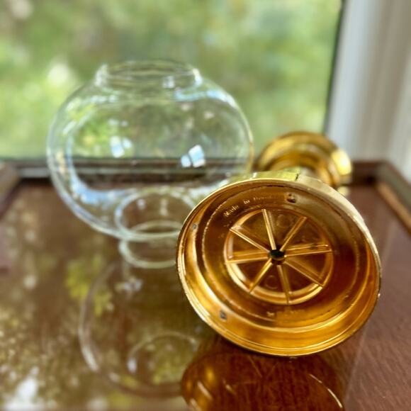 Vintage MCM FOHL Spring Fed Brass Candle Holder With Glass Shade - W. Germany - Picture 3 of 14